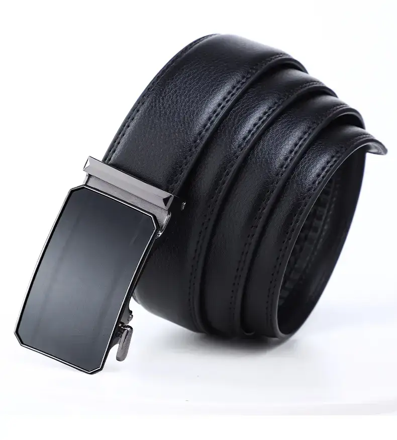 Men's Black Automatic Buckle Leather Belt — feature 13