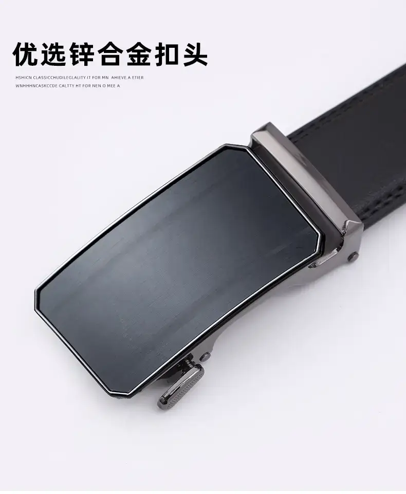 Men's Black Automatic Buckle Leather Belt — feature 2