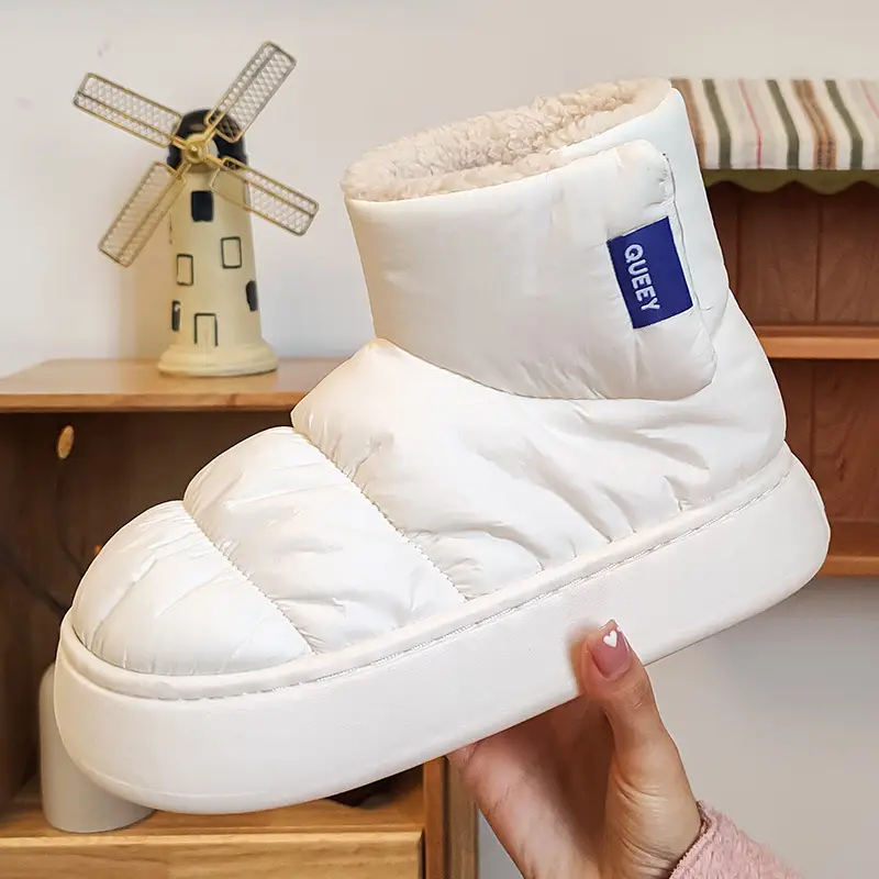 Waterproof Cotton Slippers for Women, Winter Fleece-Lined Warm Cotton Boots, 2025 New Thick-Soled Couple's Cotton Shoes That Can Be Worn Outside, Men's Winter
