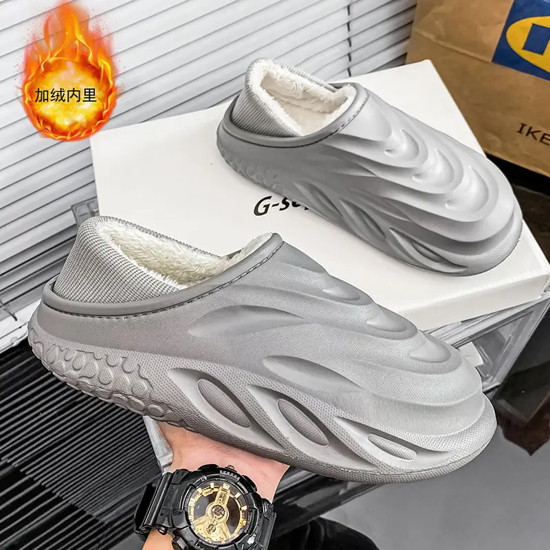 Explosive cotton slippers men's home fashion can wear waterproof cotton shoes bag with winter fleece-lined warm slippers for lovers - Image 5