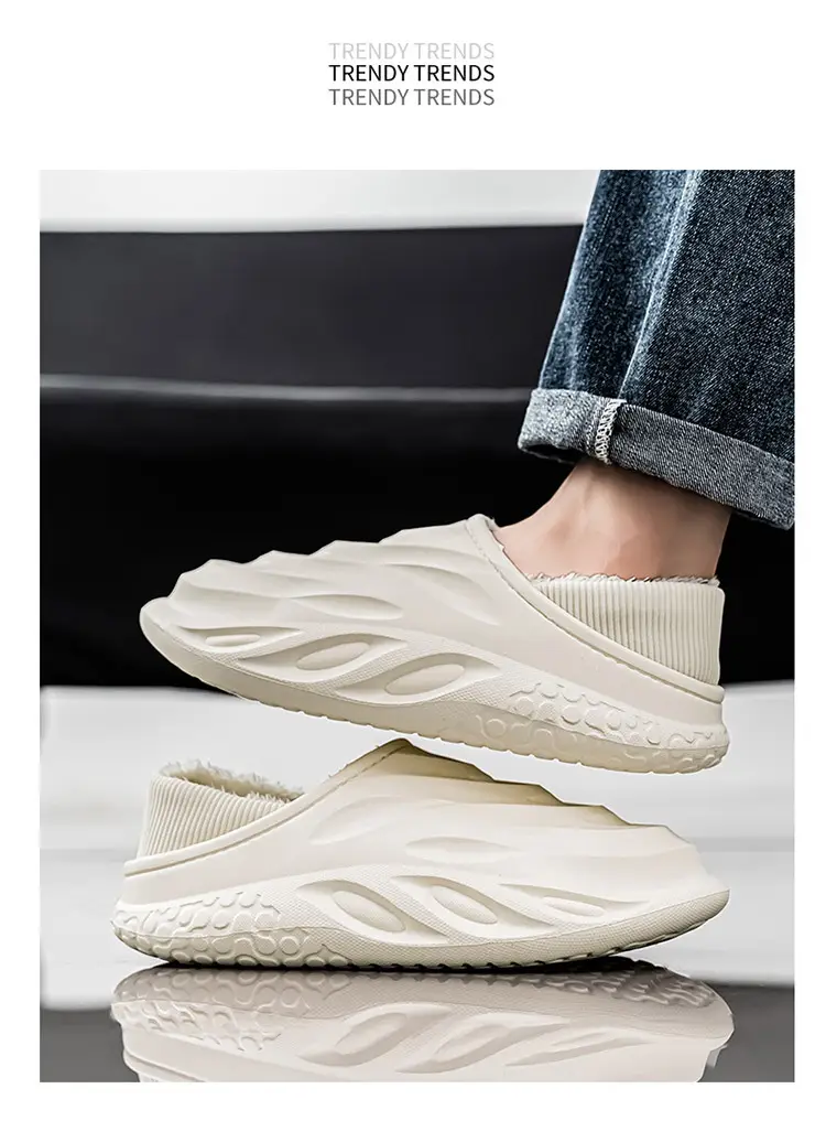 Explosive cotton slippers men's home fashion can wear waterproof cotton shoes bag with winter fleece-lined warm slippers for lovers — feature 10