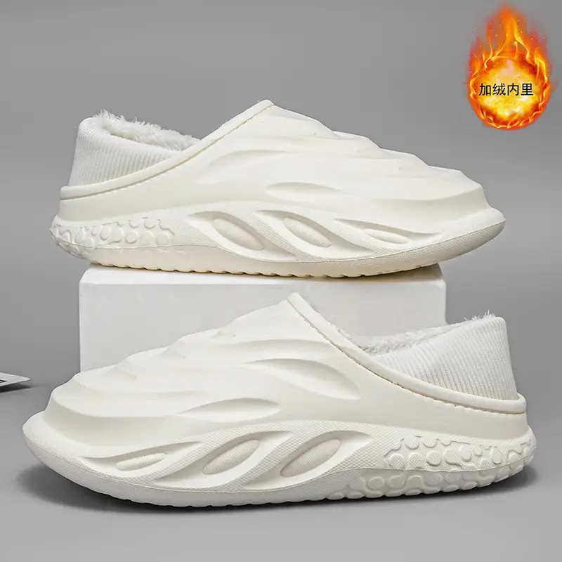 Explosive cotton slippers men's home fashion can wear waterproof cotton shoes bag with winter fleece-lined warm slippers for lovers - Image 2