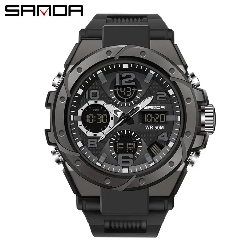 Sanda Men's Waterproof Luminous Double Display Watch - Image 15