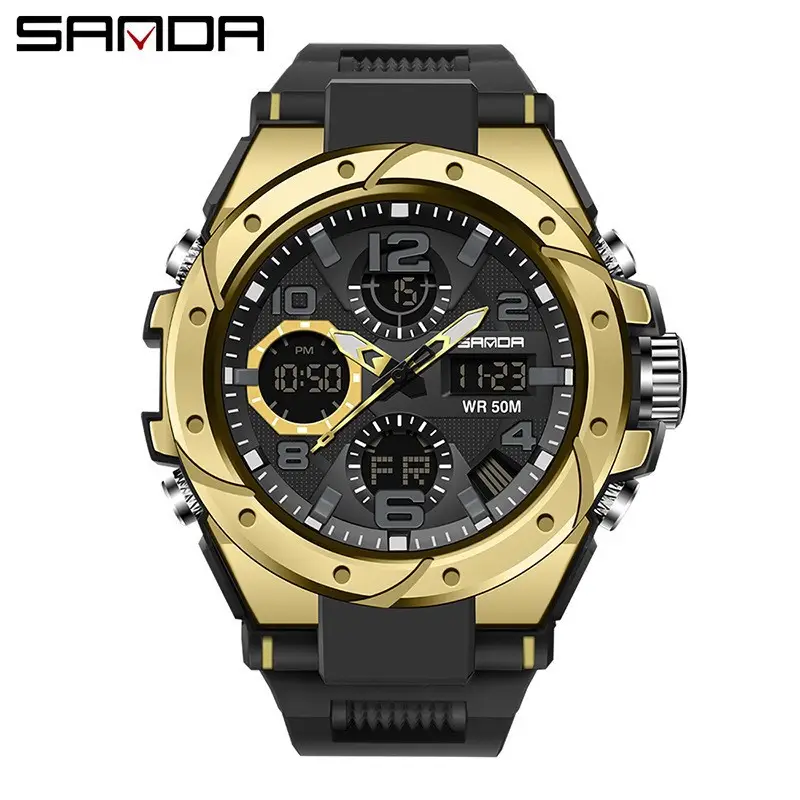 Sanda Men's Waterproof Luminous Double Display Watch - Image 19