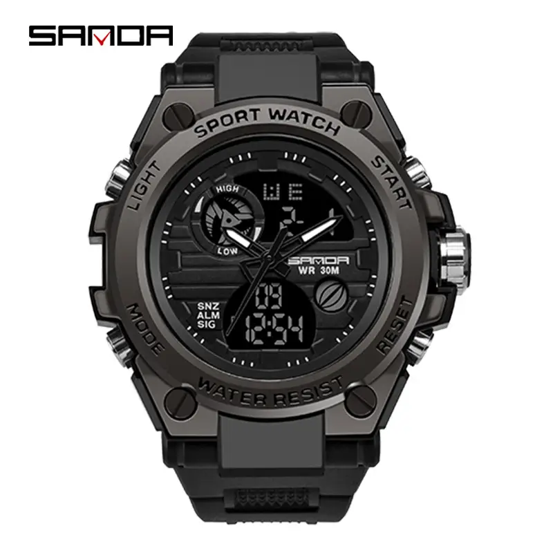 Sanda Men's Waterproof Luminous Double Display Watch - Image 2