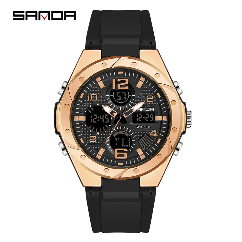 Sanda Men's Waterproof Luminous Double Display Watch - Image 24