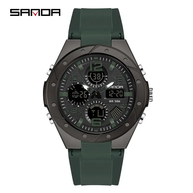 Sanda Men's Waterproof Luminous Double Display Watch - Image 26