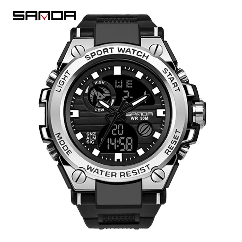 Sanda Men's Waterproof Luminous Double Display Watch - Image 3