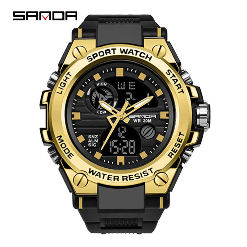 Sanda Men's Waterproof Luminous Double Display Watch - Image 4