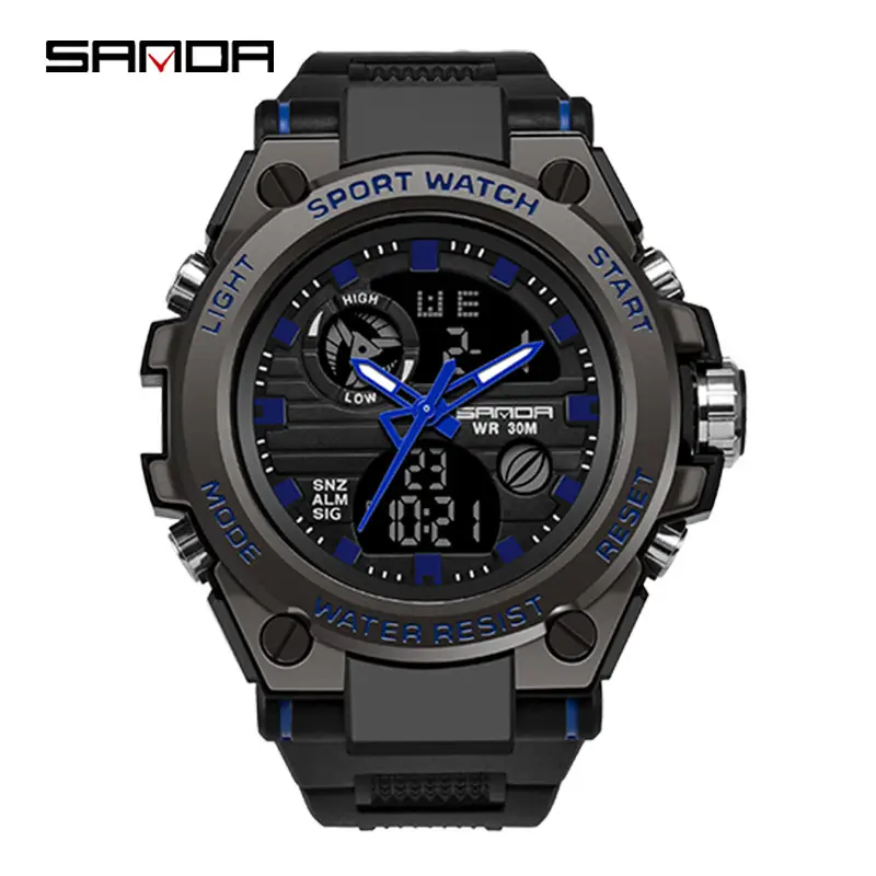 Sanda Men's Waterproof Luminous Double Display Watch - Image 5