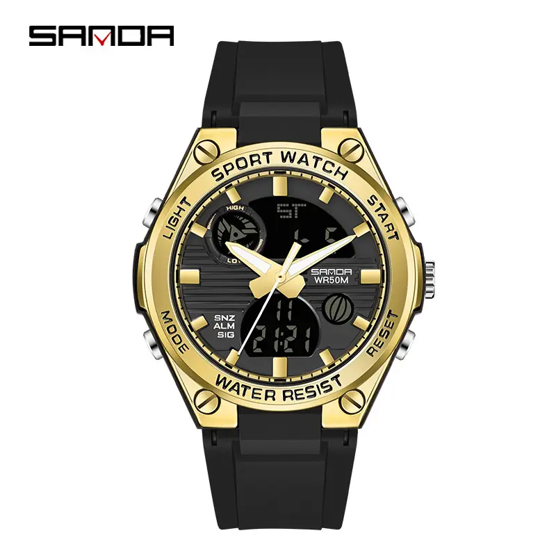 Sanda Men's Waterproof Luminous Double Display Watch - Image 9