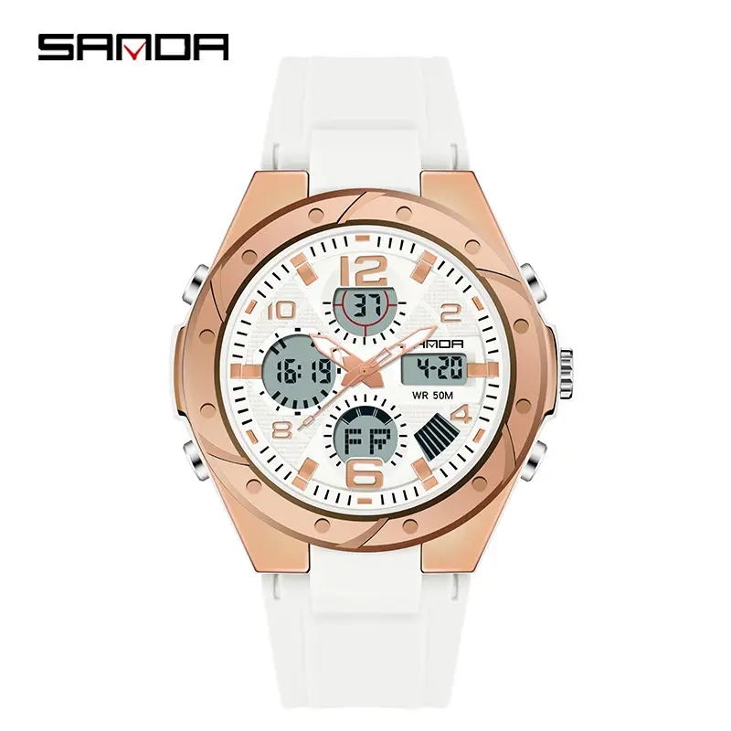 Sanda Black Dual Display Waterproof Sports Watch - Image 20