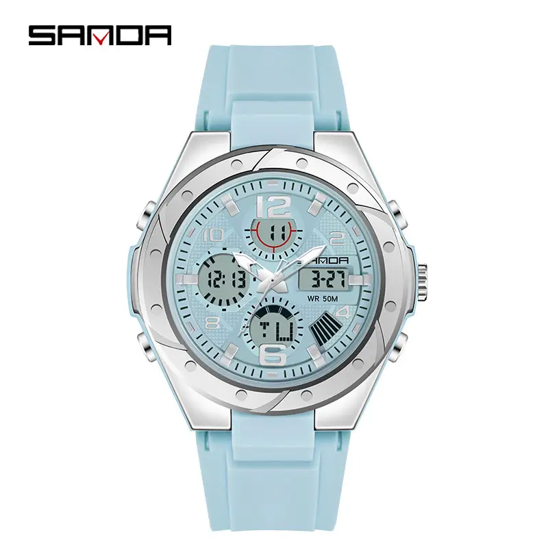 Sanda Black Dual Display Waterproof Sports Watch - Image 23