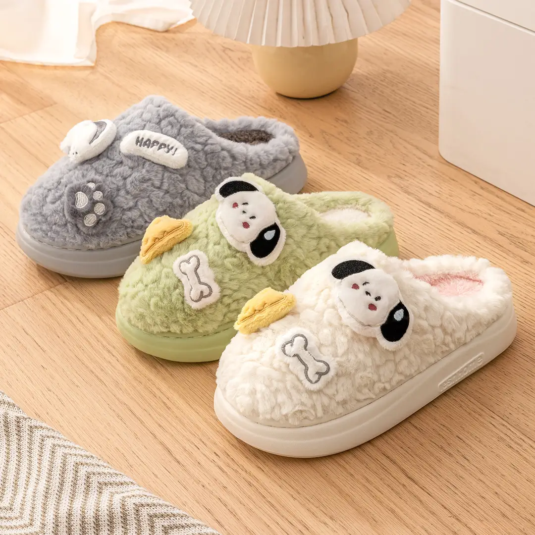 winter slippers home indoor autumn and winter cotton slippers ladies winter cute plush couple fluffy slippers autumn dormitory
