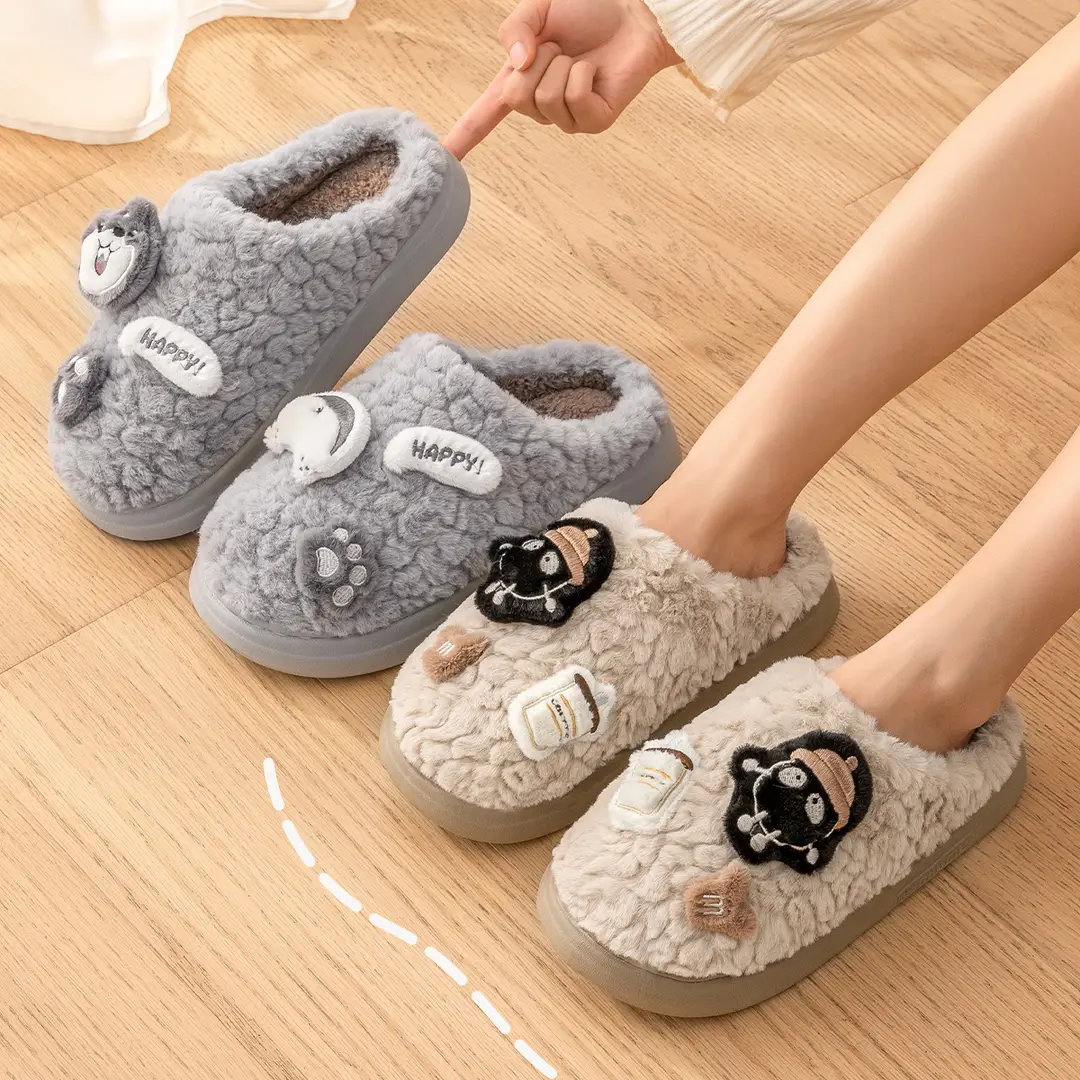 winter slippers home indoor autumn and winter cotton slippers ladies winter cute plush couple fluffy slippers autumn dormitory — feature 16