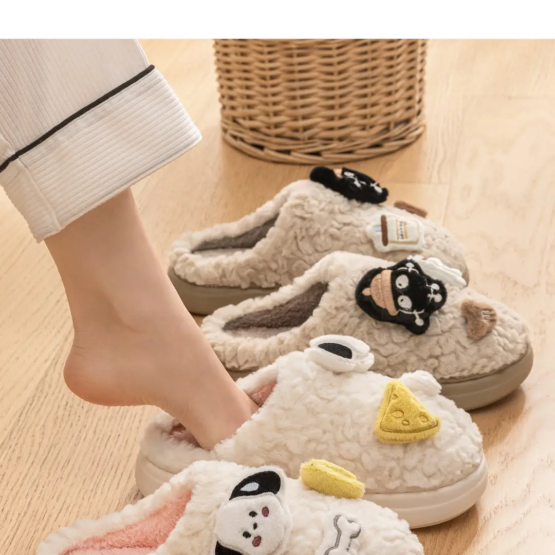 winter slippers home indoor autumn and winter cotton slippers ladies winter cute plush couple fluffy slippers autumn dormitory — feature 19