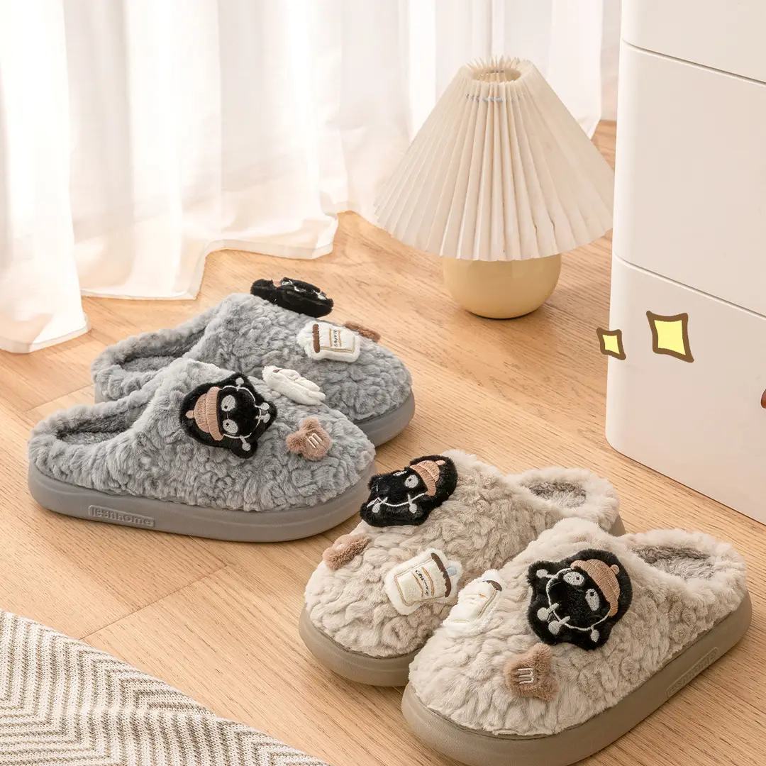 winter slippers home indoor autumn and winter cotton slippers ladies winter cute plush couple fluffy slippers autumn dormitory — feature 22