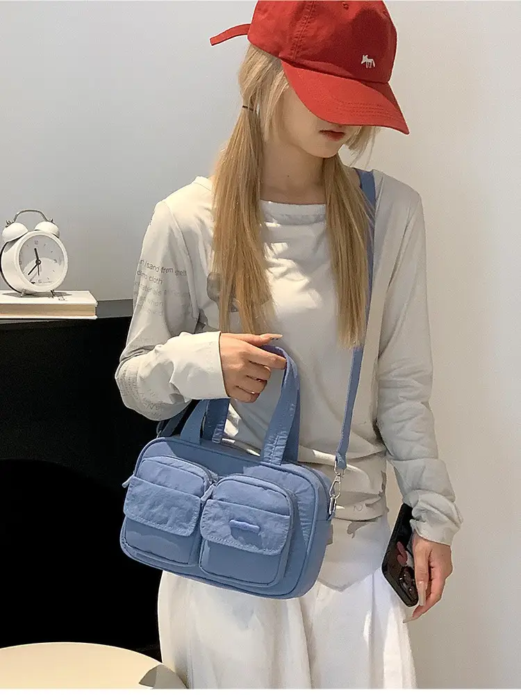 Blue Multi-Pocket Shoulder Crossbody Bag for Women - Image 11