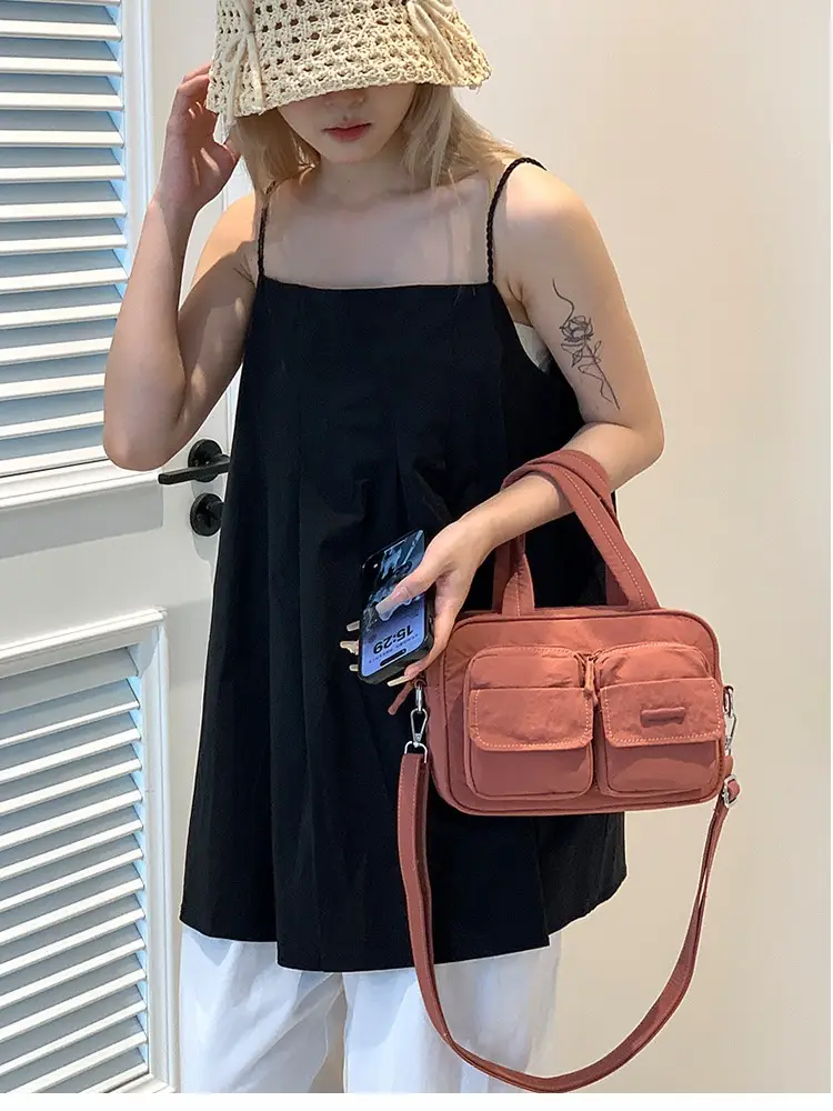 Blue Multi-Pocket Shoulder Crossbody Bag for Women - Image 12