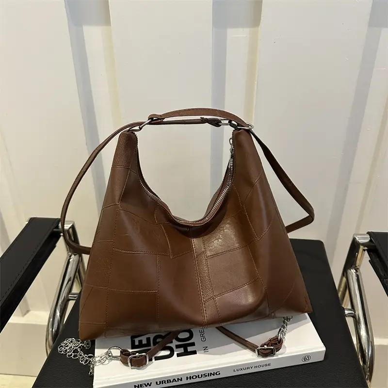 Brown Large Capacity Backshoulder Tote Bag