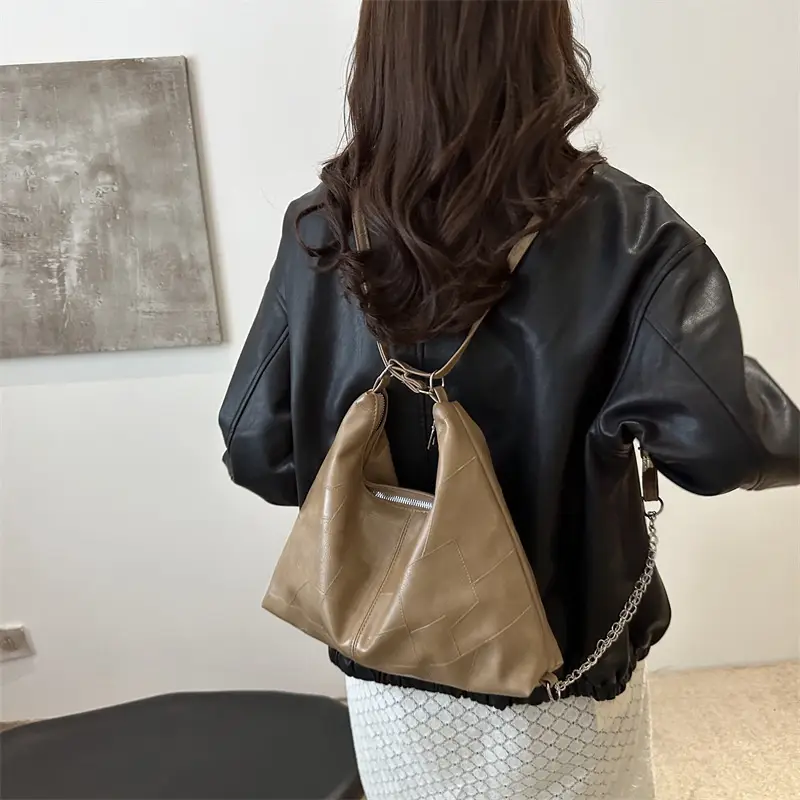 Brown Large Capacity Backshoulder Tote Bag