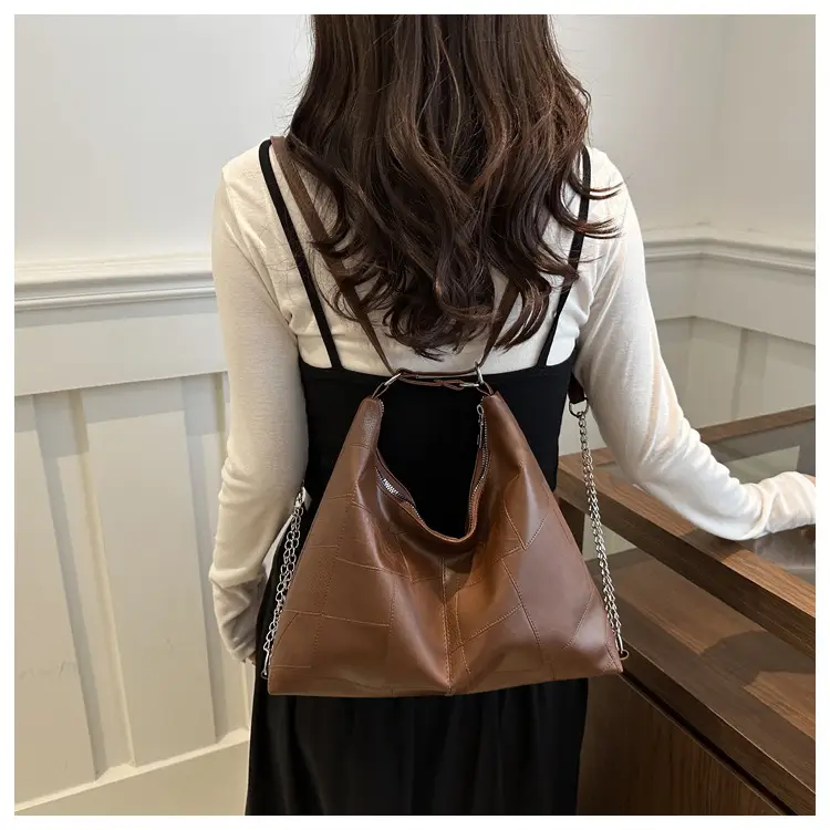 Brown Large Capacity Backshoulder Tote Bag — feature 18