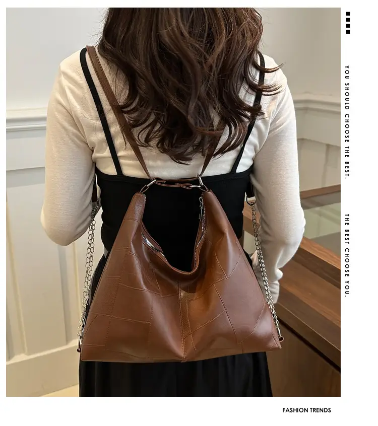 Brown Large Capacity Backshoulder Tote Bag — feature 2