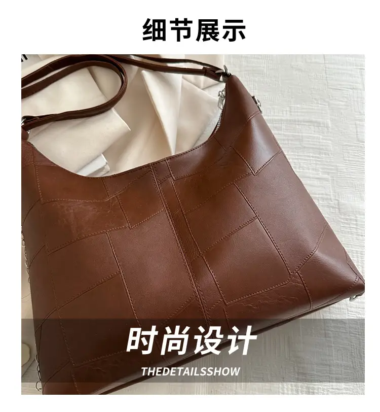 Brown Large Capacity Backshoulder Tote Bag — feature 4