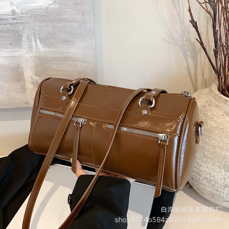 Women's Brown Leather Shoulder Bag Boston Style 2026 - Image 7