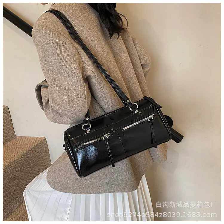 Women's Brown Leather Shoulder Bag Boston Style 2026 — feature 19