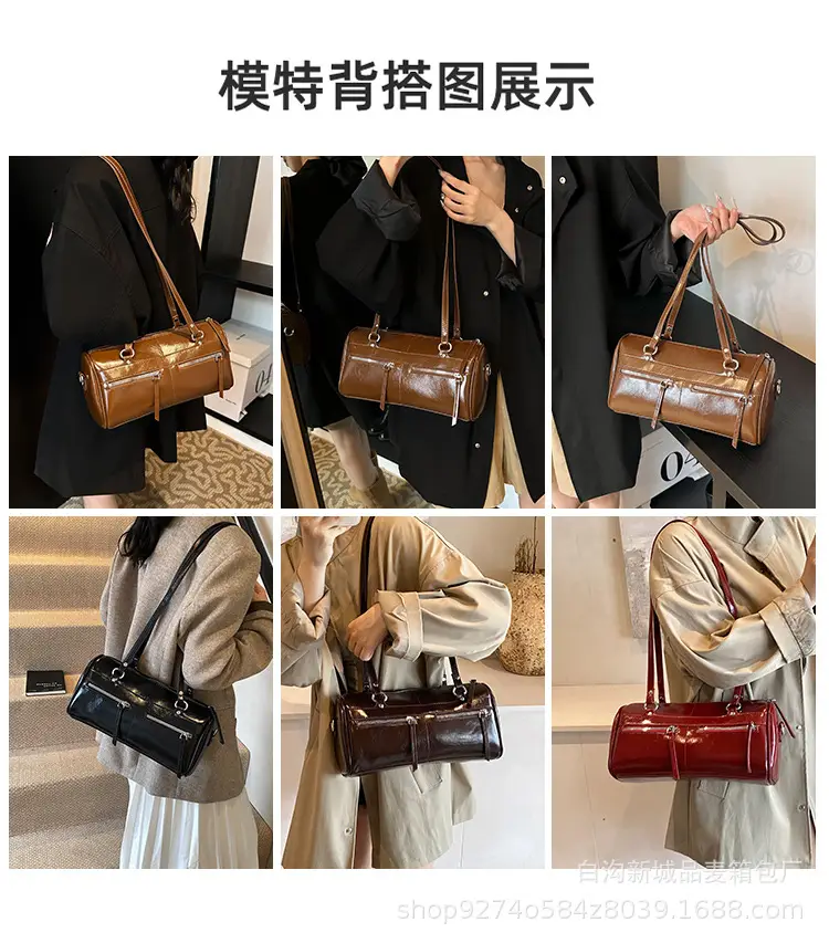 Women's Brown Leather Shoulder Bag Boston Style 2026 — feature 2