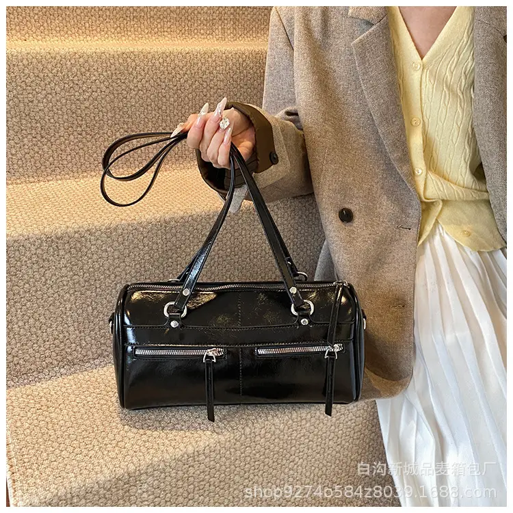 Women's Brown Leather Shoulder Bag Boston Style 2026 — feature 21