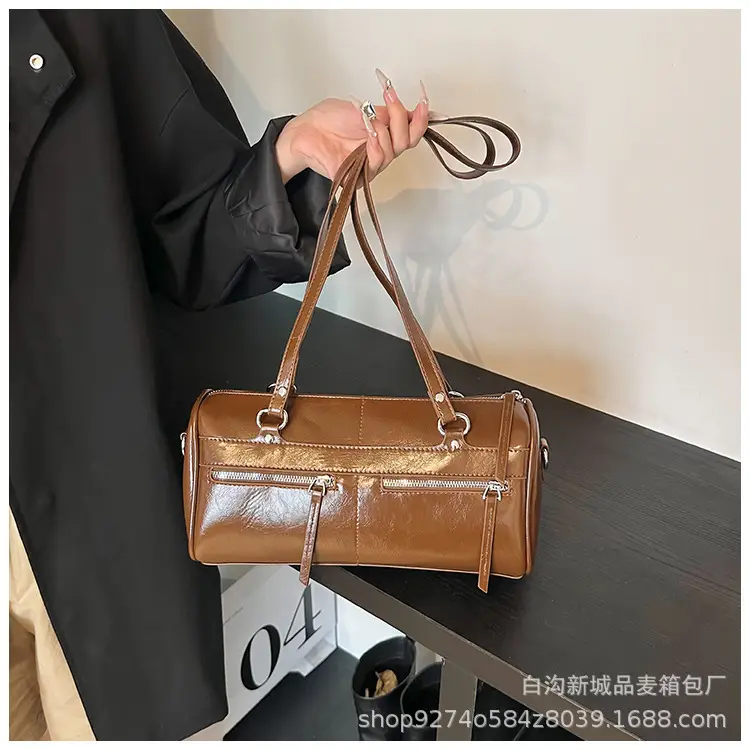 Women's Brown Leather Shoulder Bag Boston Style 2026 — feature 22