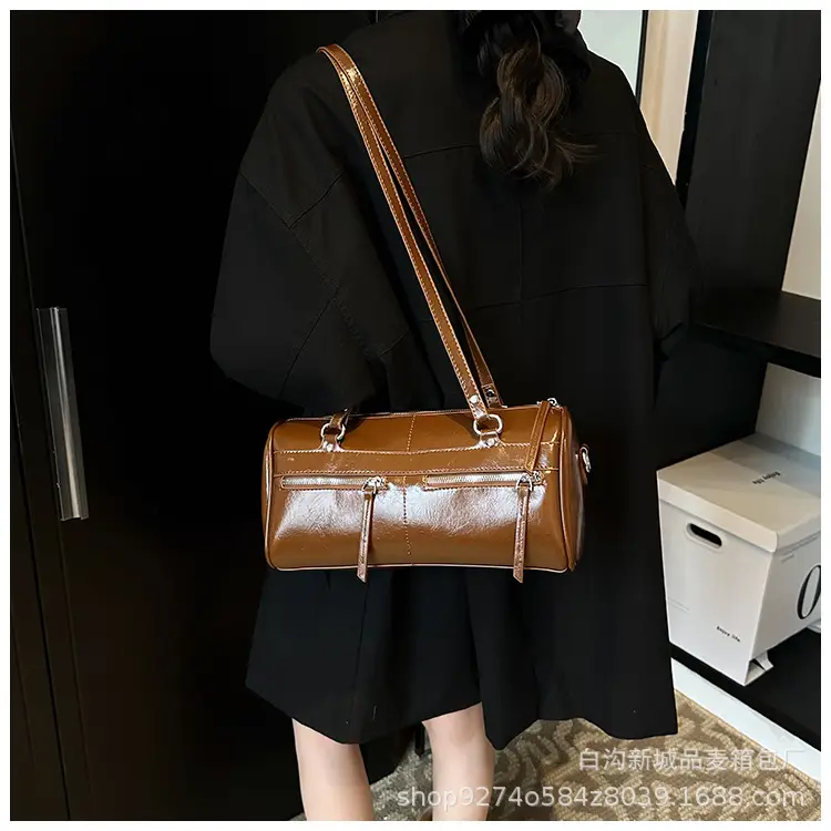 Women's Brown Leather Shoulder Bag Boston Style 2026 — feature 24