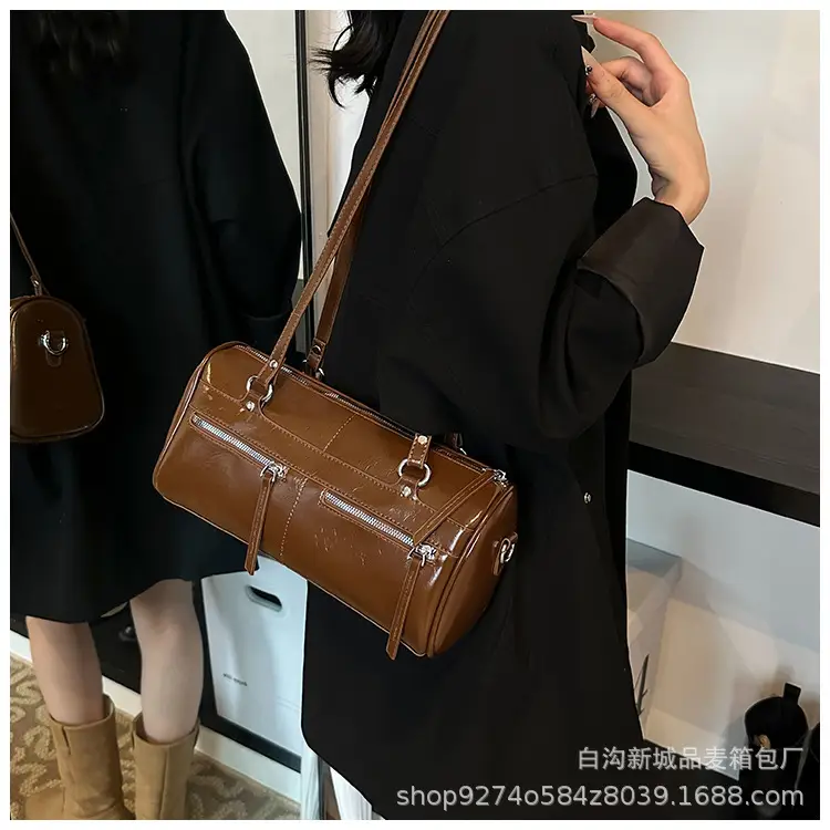 Women's Brown Leather Shoulder Bag Boston Style 2026 — feature 25