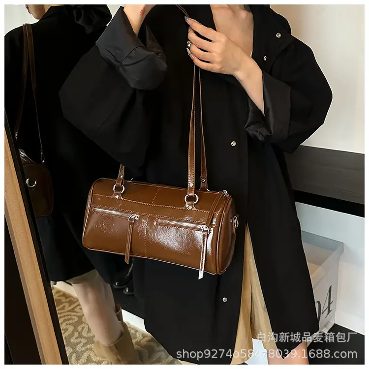 Women's Brown Leather Shoulder Bag Boston Style 2026 — feature 26