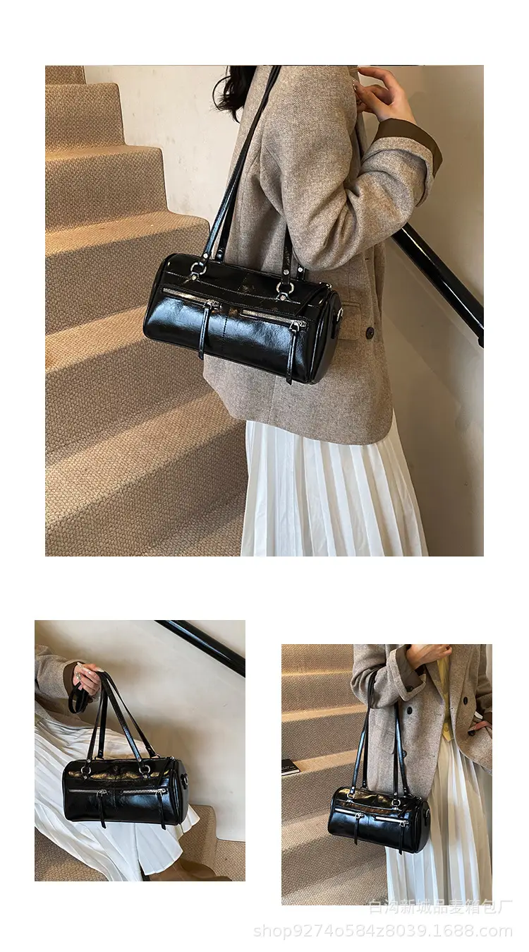 Women's Brown Leather Shoulder Bag Boston Style 2026 — feature 4