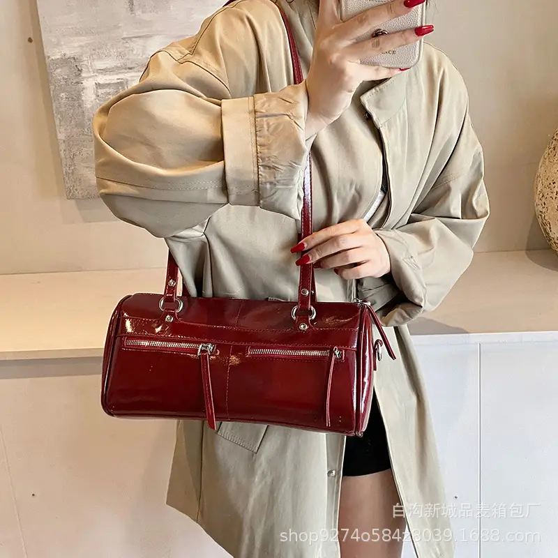 Women's Brown Leather Shoulder Bag Boston Style 2026 - Image 2