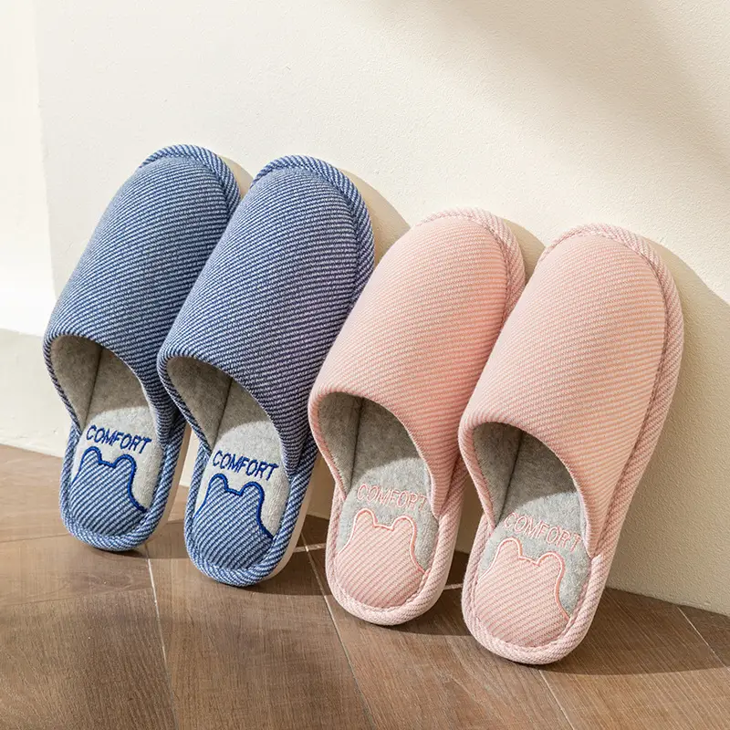 Cotton Slippers Women's Spring and Autumn Four Seasons Indoor Home Cotton Linen Non-slip Linen Slippers Winter Home Warm Couple Men
