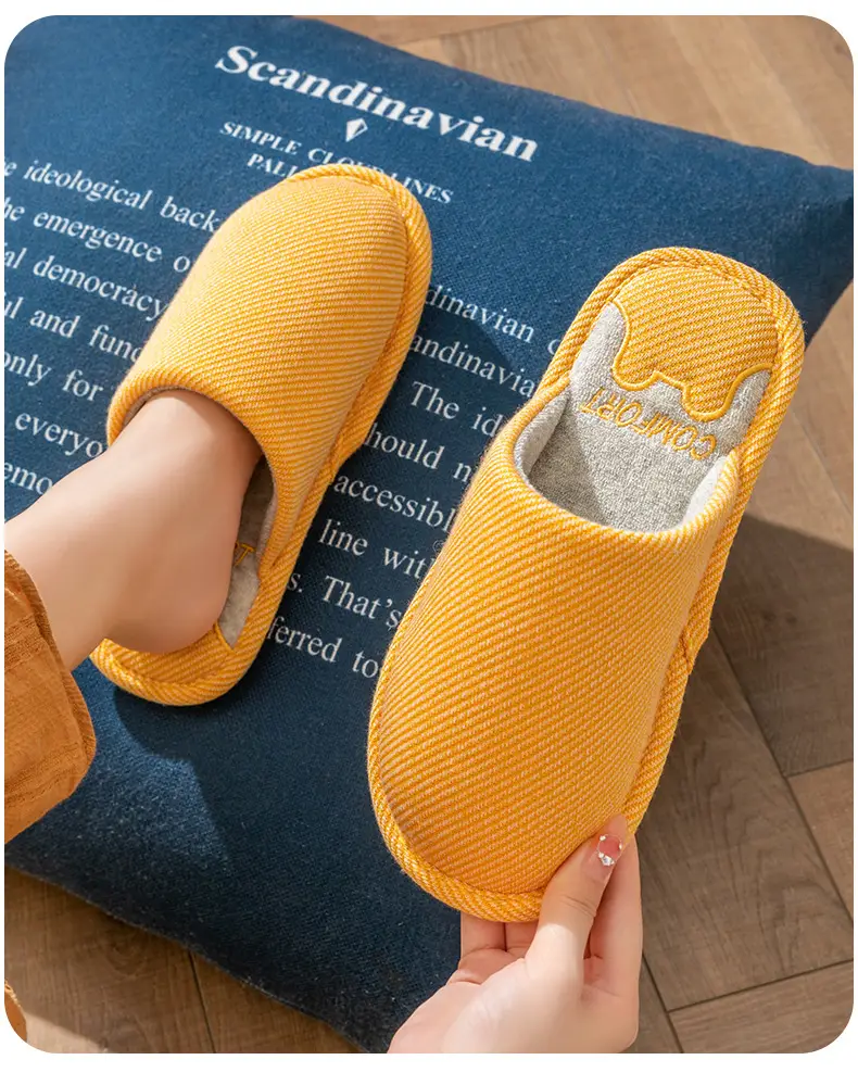 Cotton Slippers Women's Spring and Autumn Four Seasons Indoor Home Cotton Linen Non-slip Linen Slippers Winter Home Warm Couple Men — feature 6