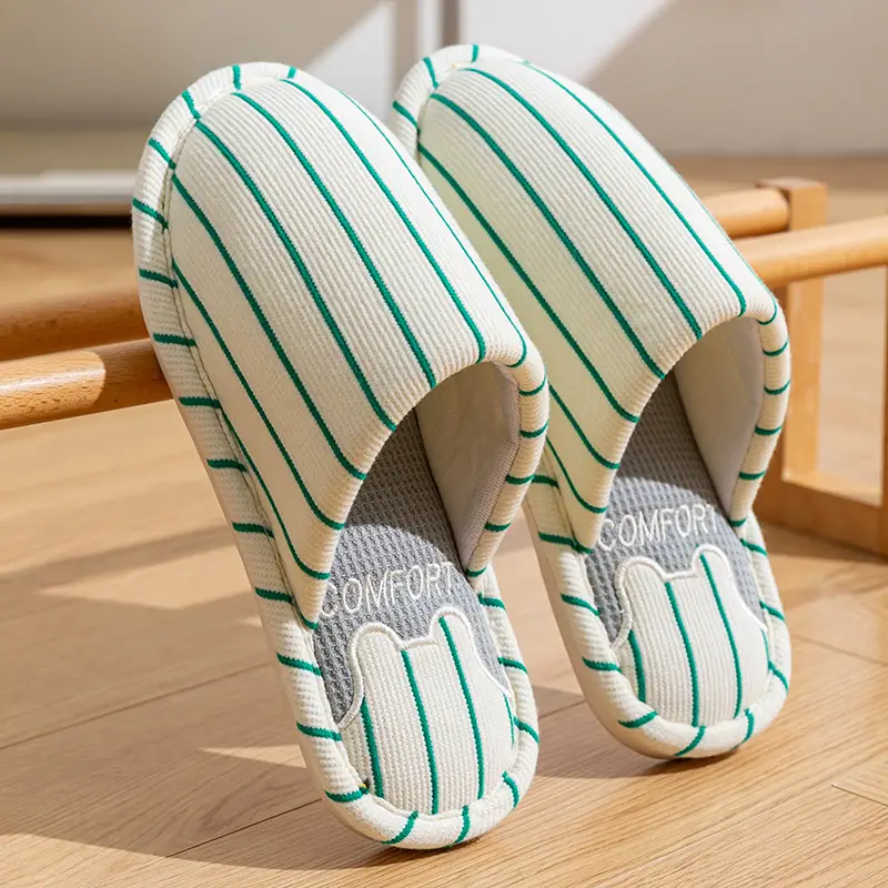 Cotton Slippers Women's Spring and Autumn Four Seasons Indoor Home Cotton Linen Non-slip Linen Slippers Winter Home Warm Couple Men