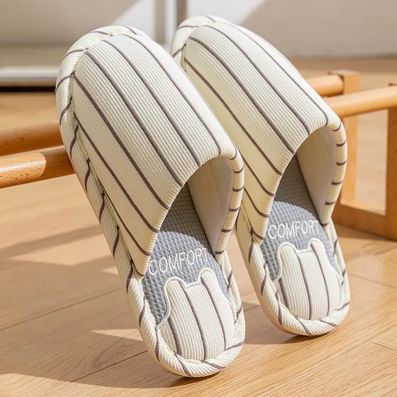 Cotton Slippers Women's Spring and Autumn Four Seasons Indoor Home Cotton Linen Non-slip Linen Slippers Winter Home Warm Couple Men