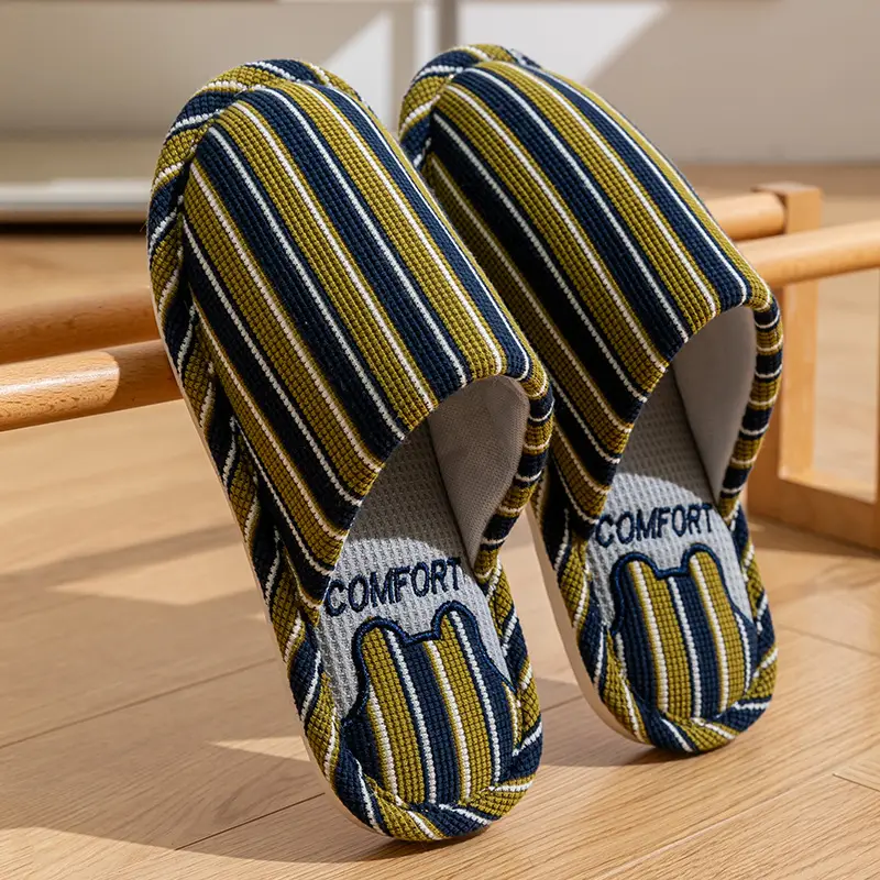 Cotton Slippers Women's Spring and Autumn Four Seasons Indoor Home Cotton Linen Non-slip Linen Slippers Winter Home Warm Couple Men