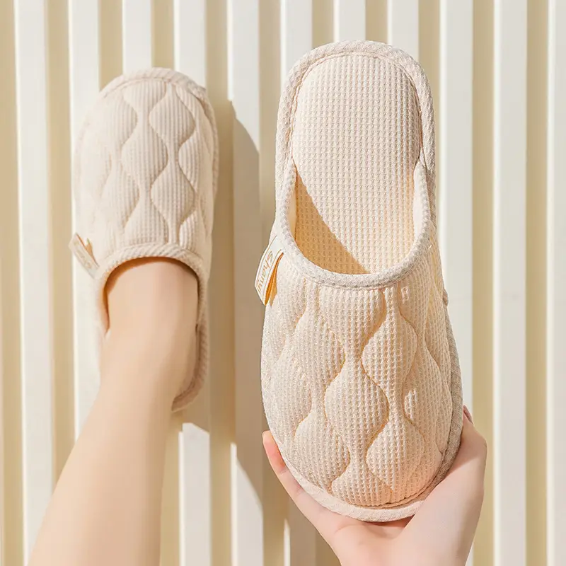 Cotton Slippers Women's Spring and Autumn Four Seasons Indoor Home Cotton Linen Non-slip Linen Slippers Winter Home Warm Couple Men