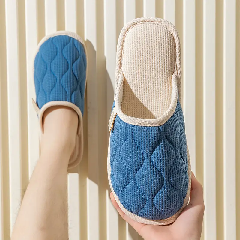 Cotton Slippers Women's Spring and Autumn Four Seasons Indoor Home Cotton Linen Non-slip Linen Slippers Winter Home Warm Couple Men