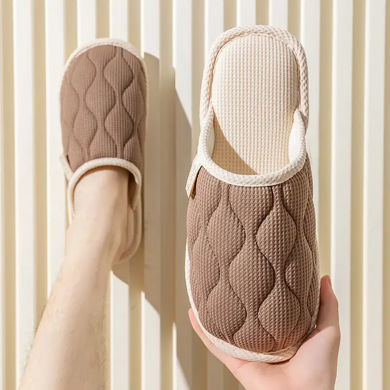 Cotton Slippers Women's Spring and Autumn Four Seasons Indoor Home Cotton Linen Non-slip Linen Slippers Winter Home Warm Couple Men