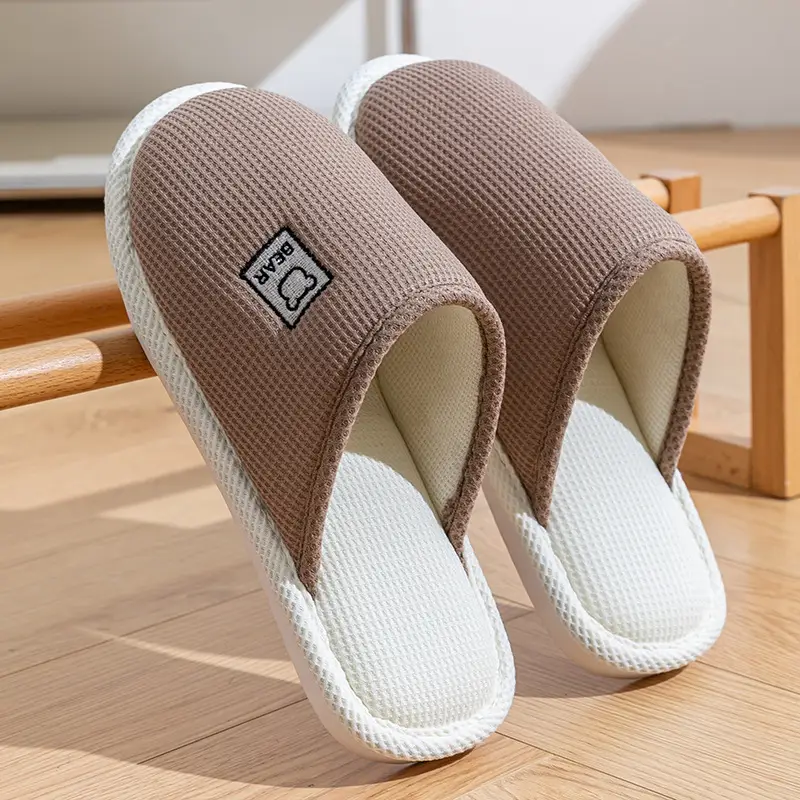 Cotton Slippers Women's Spring and Autumn Four Seasons Indoor Home Cotton Linen Non-slip Linen Slippers Winter Home Warm Couple Men