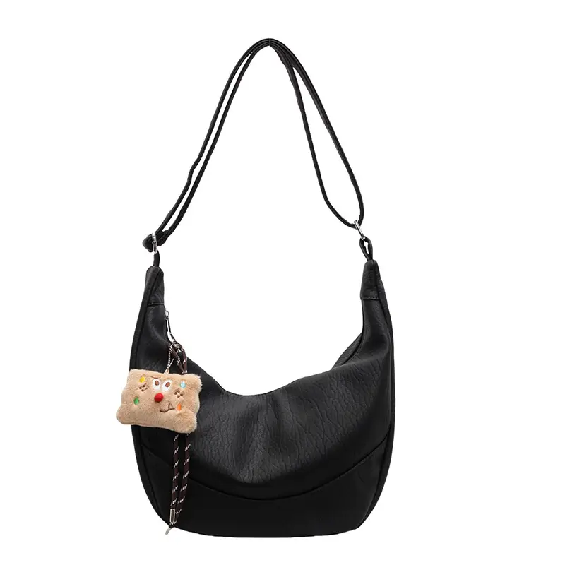 Black Leather Shoulder Crossbody Bag for Women 2024 - Image 2