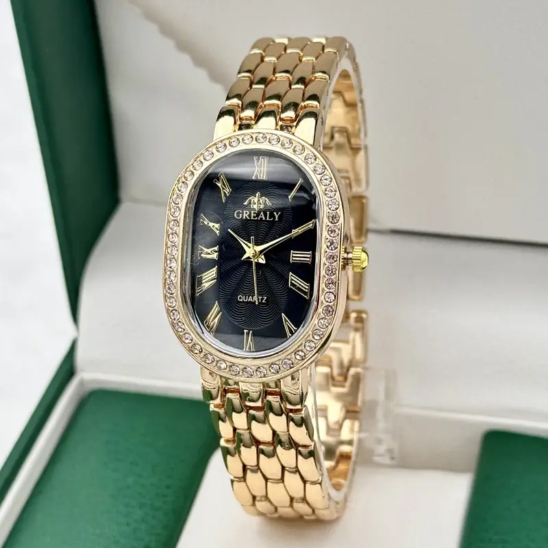Gold Diamond-Encrusted Ladies Watch with Roman Dial - Image 14