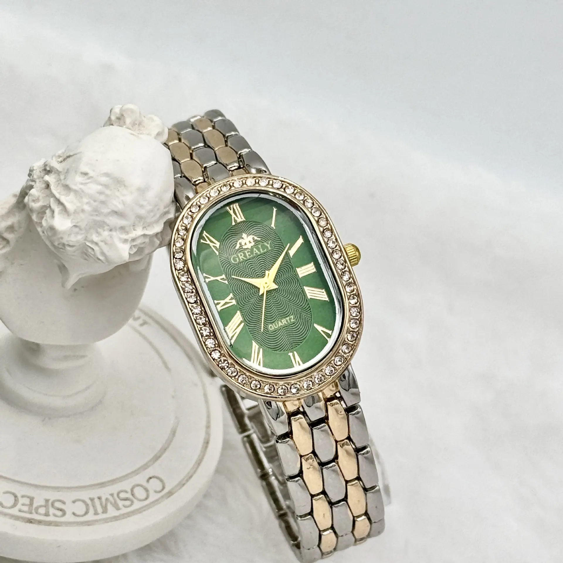 Gold Diamond-Encrusted Ladies Watch with Roman Dial — feature 13